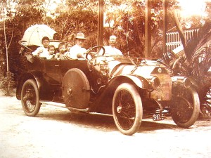 Chia Hood Theam in a car driven by his son Chia Keng Tye_CHT Family Archives