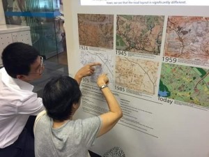 Students setting up the maps of Bishan through the years _Photo RI Student Team